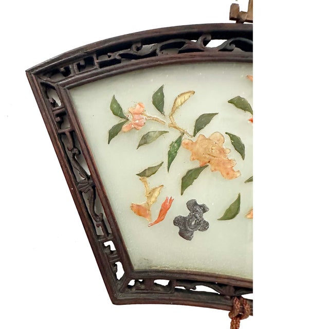 Early 20th Century Vintage Chinese Fan-Shaped Wall Plaque With Tassel For Sale - Image 4 of 10