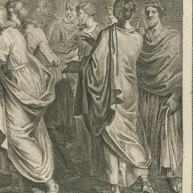 Pieter Mortier, Jehoiakim Burns Jeremiah's Scroll and Ezekiel's Vision, 1700, Engraving For Sale - Image 6 of 12