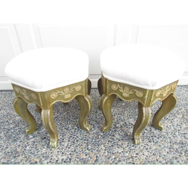 Pair of Antique Painted French Footstools For Sale - Image 4 of 18