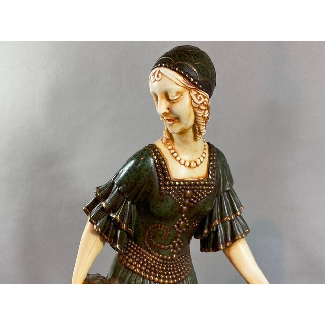 19th Century French Art Deco Metal Sculpture "Girl With Goats" Chairish