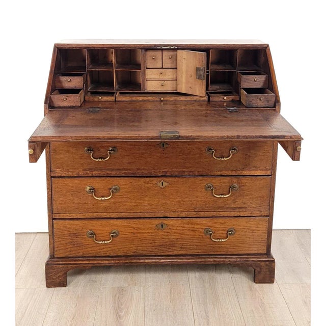 Traditional English Oak Slant Front Desk, Circa 1830 For Sale - Image 3 of 12