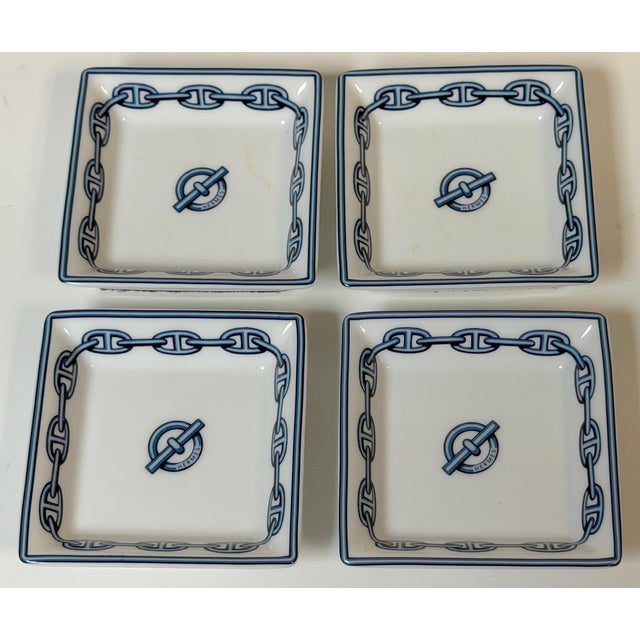 Ceramic Late 20th Century Hermès Paris Chaîne d'Ancre Porcelain Nut or Sweetmeat Dishes, Set of Four For Sale - Image 7 of 13