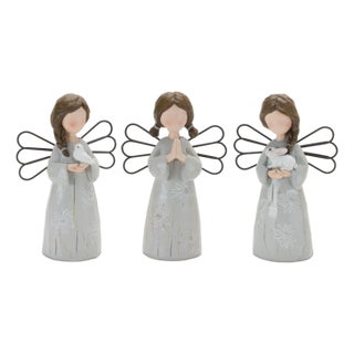 Floral Etched Angel Figurine (Set of 3) For Sale