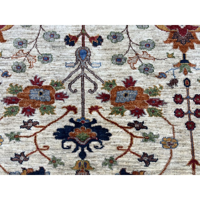 Beige Sultani Persian-Style Floral Natural Dye Wool Area Rug, 8'2" X 9'9" For Sale - Image 10 of 16