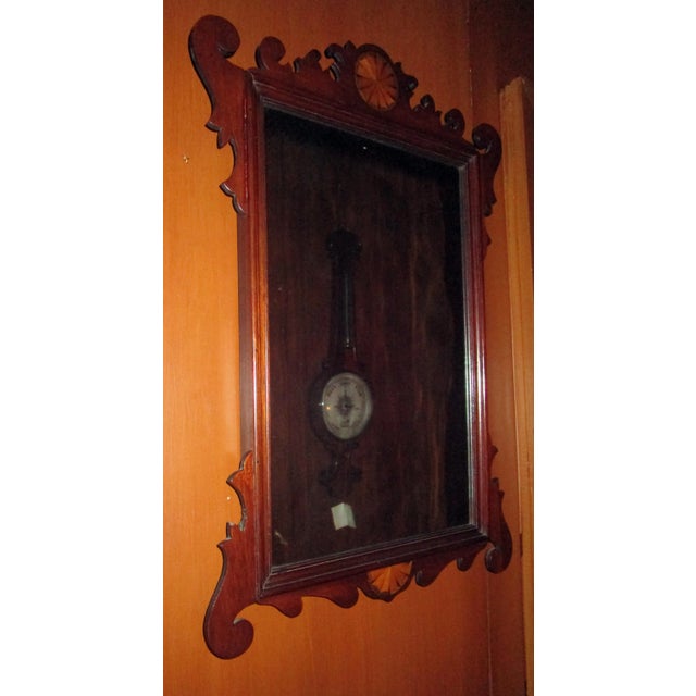 Late 18th Century 18th century English Chippendale Mahogany Mirror with Inlay Medallion For Sale - Image 5 of 11