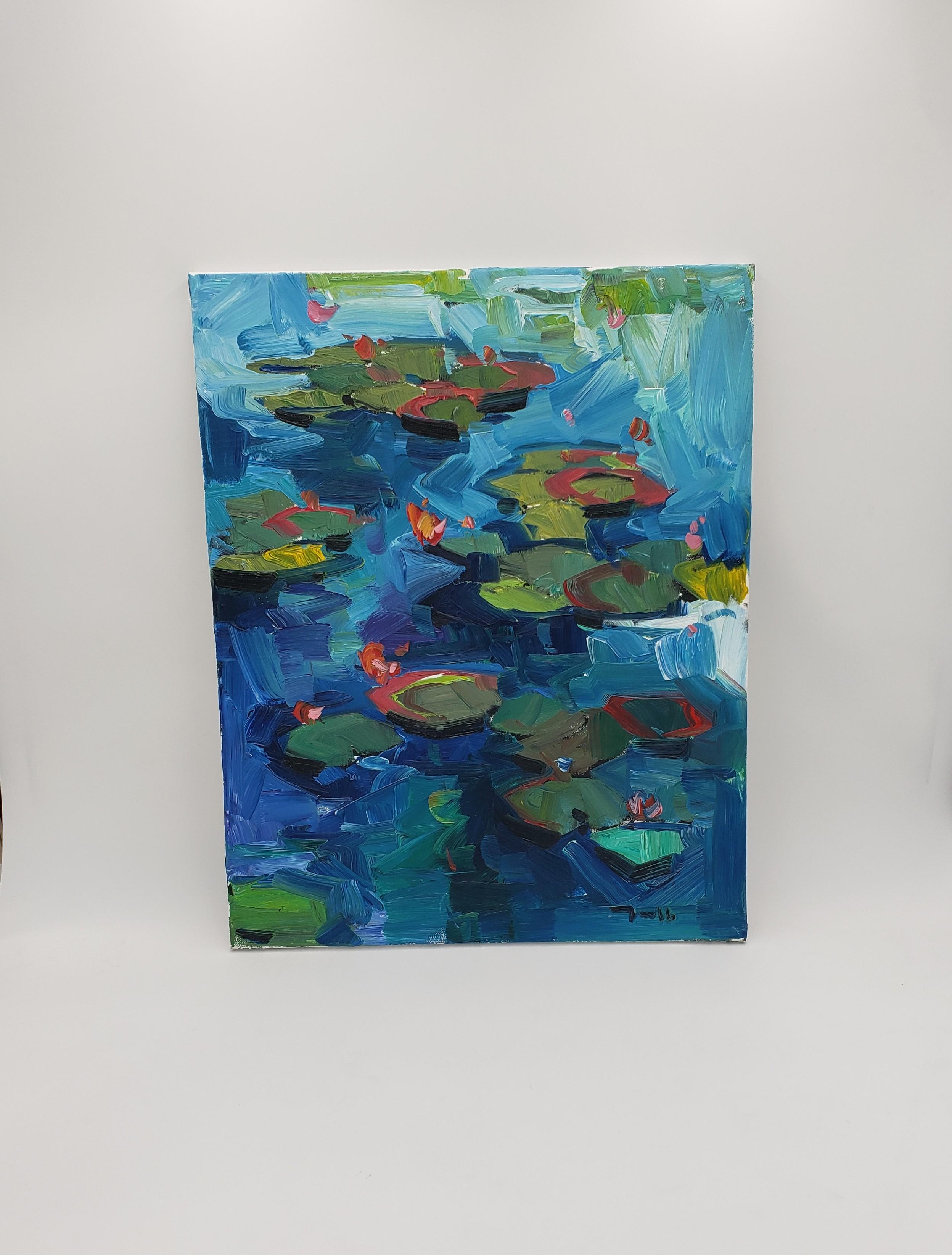 Jose Trujillo Original Signed Oil Painting of Water Lily Pond