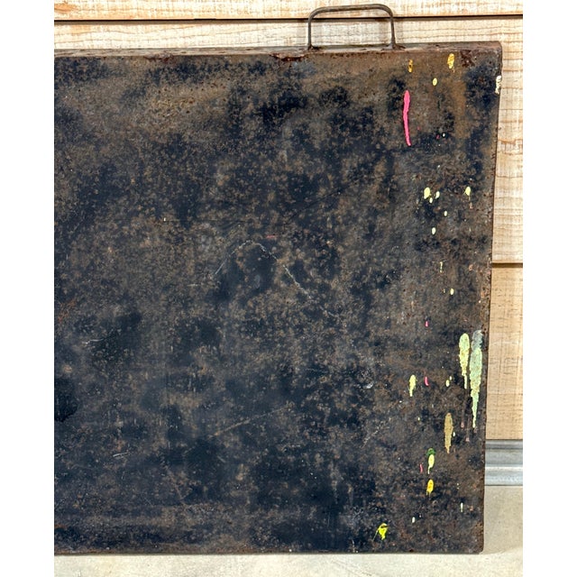 Modern Purvis Young “Burning Man” Monumental Outsider Painting on Found Steel Tray For Sale - Image 3 of 18