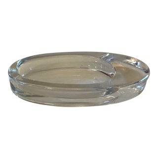 Vintage Heavy Glass Oval Shaped Tray Bowl For Sale