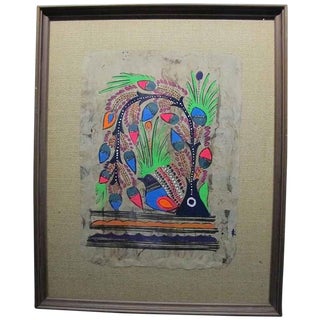 Otomi Mexican Folk Art Amate Painting For Sale
