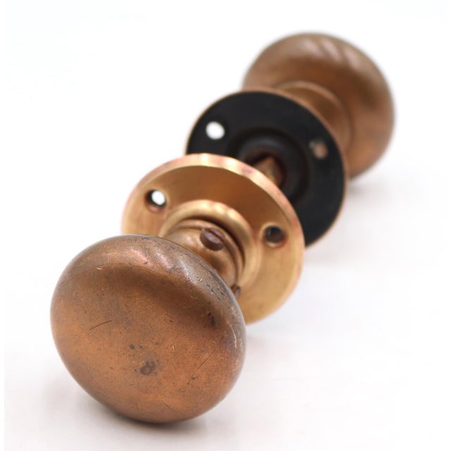 Mid 20th Century Vintage 2 In. Warm Brass Passage Door Knob Set For Sale - Image 5 of 5