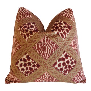 Cowtan & Tout Sheba Leopard & Tiger Velvet Feather/Down Pillow 21" Square For Sale