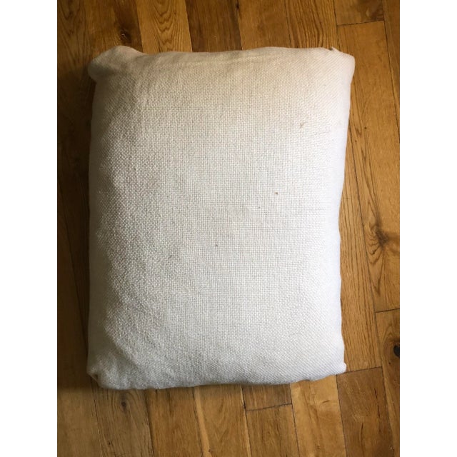 Mid 20th Century Vintage Handmade Crewel Pillow With Salmon Flowers and Sage Greenery on Cream Background For Sale - Image 5 of 7