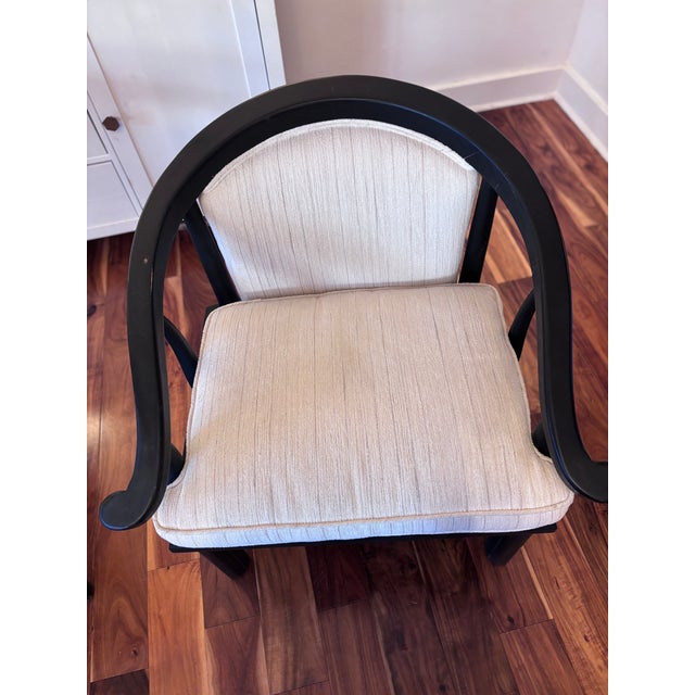 Wood 1950s Pair of Black Frame Asian Ming Style Horseshoe Armchairs, For Sale - Image 7 of 13