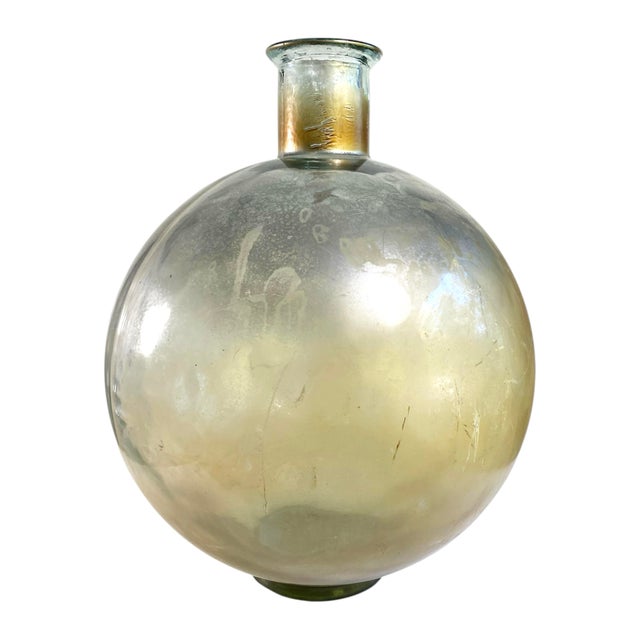 Large Vintage Glass Globe Vase With Metallic Patina For Sale - Image 4 of 6