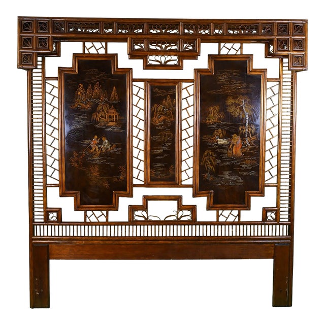 Vintage Chinoiserie Bamboo King Headboard For Sale