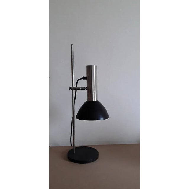 Vintage Adjustable Table Lamp in Iron & Chrome-Plated Metal, 1970s, in Good conditions. Designed 1970 to 1979 European...