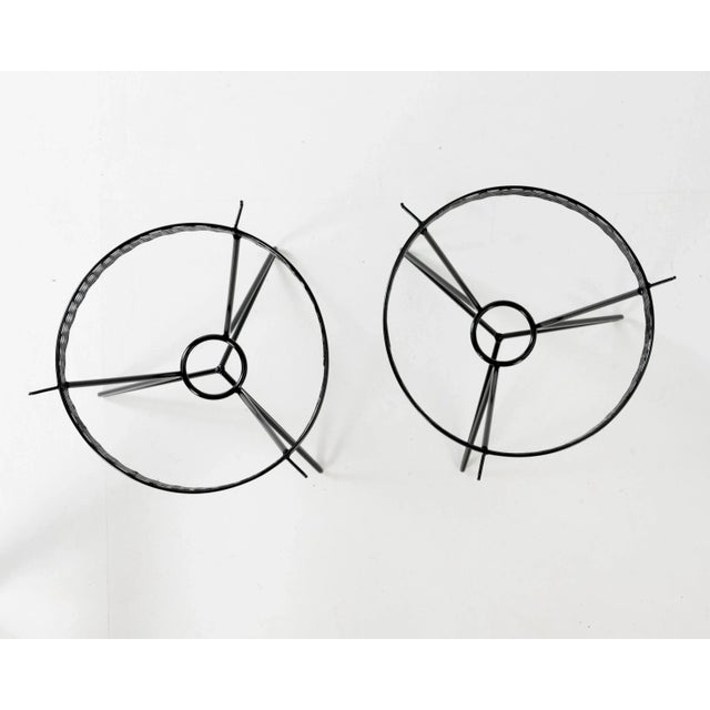 Black Atomic Three Hairpin Leg Tables After Tony Paul Fredrick Weinberg Iron Wire Mesh Tripod - a Pair For Sale - Image 8 of 11