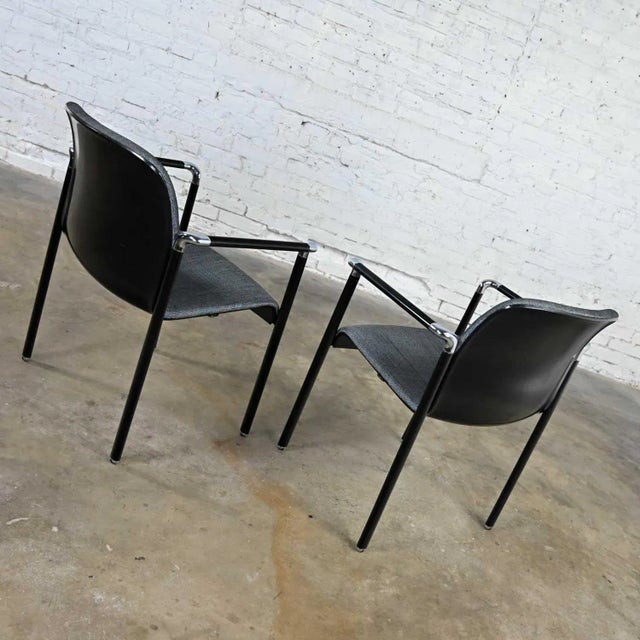 Vintage Modern Armchairs Herman Miller Chrome & Black Original Fabric, a Pair For Sale - Image 6 of 13
