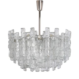 Large Soria Chandelier in Ice Glass from Kalmar, Germany, 1970 For Sale