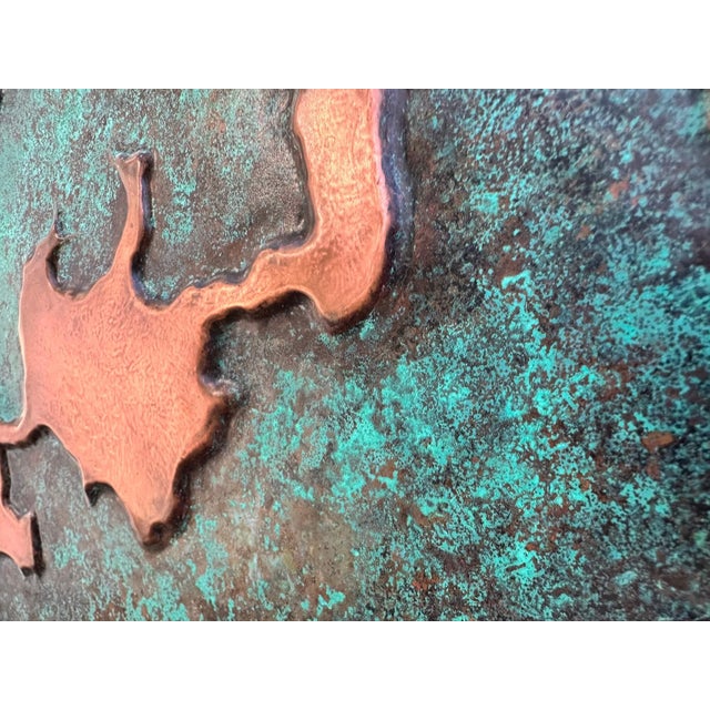 Metal Abstract Geologic Metal Wall Sculpture With Green Patina For Sale - Image 7 of 12