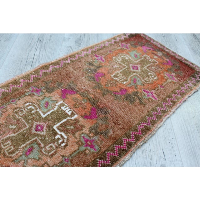 Textile Turkish Mini Rug - 18" X 36" For Sale - Image 7 of 11