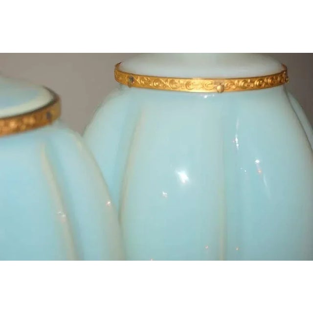 Archimede Seguso 1960s Asian Marbro Murano White Opaline Glass Lamps - Pair For Sale - Image 4 of 11