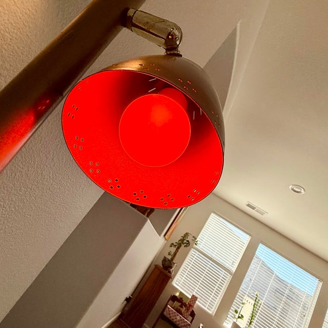 Mid Century Modern Tension Pole Lamp Bronze Punched Cone Shades 1960's Vintage For Sale In Palm Springs - Image 6 of 12