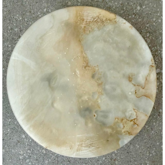 Large Round Vintage Ashtray, Vide Poche in White Onyx Marble in the Style of Angelo Mangiarotti, Italy, 1970s For Sale - Image 9 of 12
