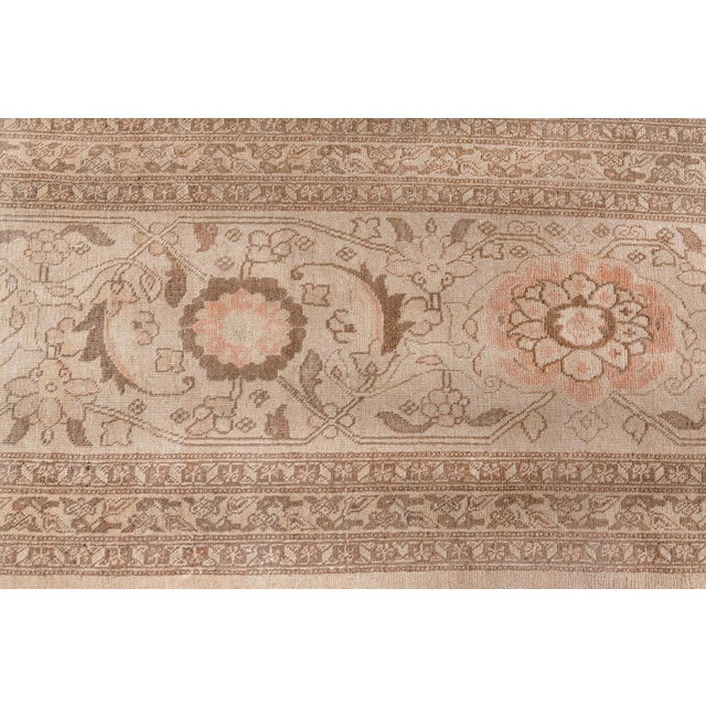 Early 20th Century Antique Persian Tabriz Golden Beige & Brown Handwoven Wool Rug For Sale - Image 5 of 8