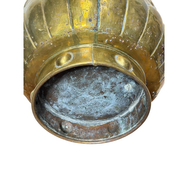 Antique Victorian Brass Jardiniere Planter With and Lion Head Handles For Sale In Charlotte - Image 6 of 11