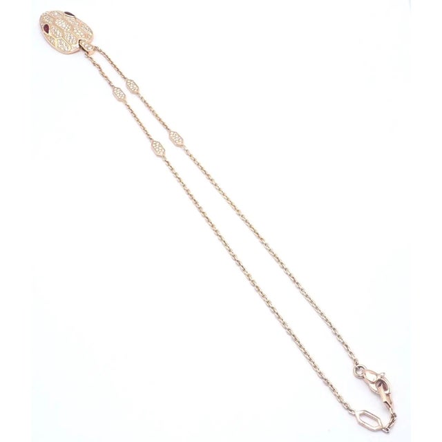 Bulgari Serpenti Pave Diamond Rubellite Rose Gold Large Pendant Necklace For Sale - Image 12 of 13