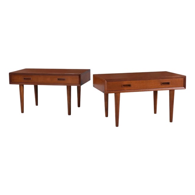 Lyby Mobler Danish Teak Wide Nightstands or Side Tables For Sale