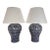 Contemporary Blue and White Ikat Pattern Ralph Lauren Over-Sized Jar Lamps With White Linen Shades, a Pair For Sale