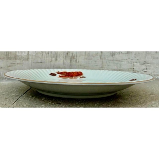 Mid 20th Century Nautical Porcelain Seafood Platter, Chop Plate With Lobster & Shellfish From Poland’s Wawel Fine China, Scalloped Gold Edge, Circa Mid-20th Century For Sale - Image 5 of 12