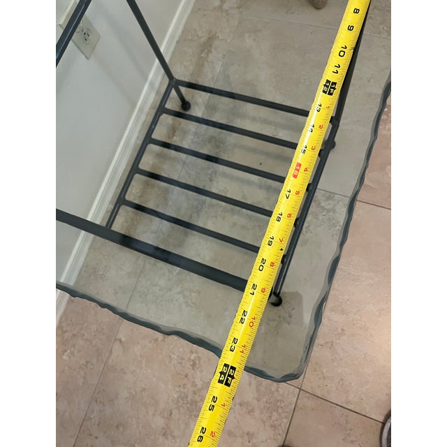 1990s Attributed to Charleston Forge Glass Top Iron Base Lamp Table For Sale In Phoenix - Image 6 of 12