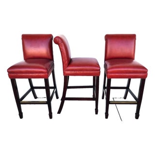 Designer Leather Barstools by Joseph Pubillones Interiors For Sale