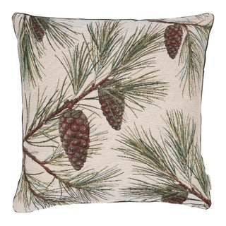 Forest Pine Cones Woven Cushion With Feather Filler - 42x42cm (17"x17") For Sale