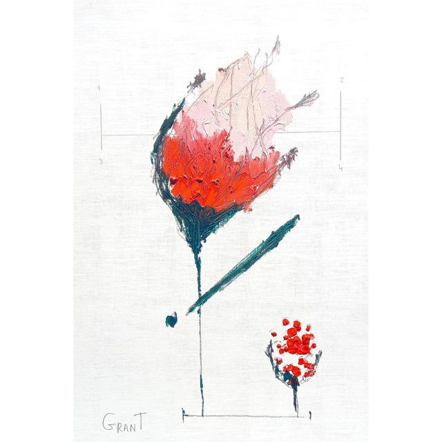 2020s 9.5" by 14.2" Unframed Organic Modern Original Botanic Floral Oil Paintings by Diane Grant - Cy Twombly Inspired For Sale - Image 5 of 5