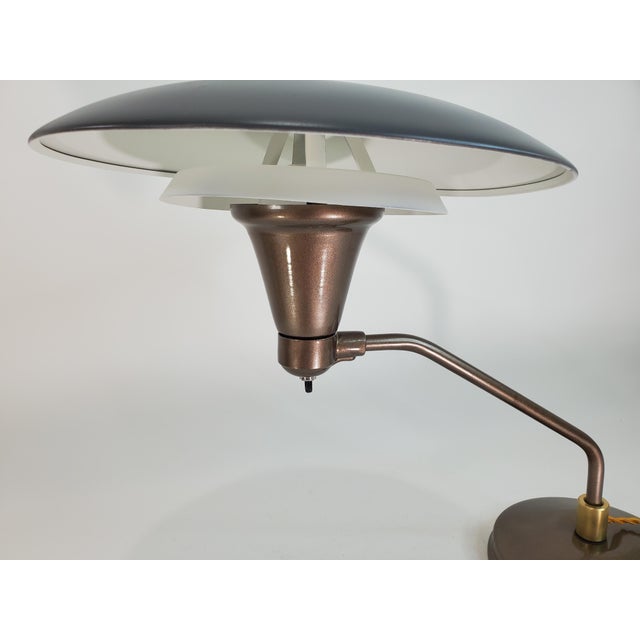 Gray 1950s Flying Saucer Desk Lamp by Art Specialty Co For Sale - Image 8 of 12