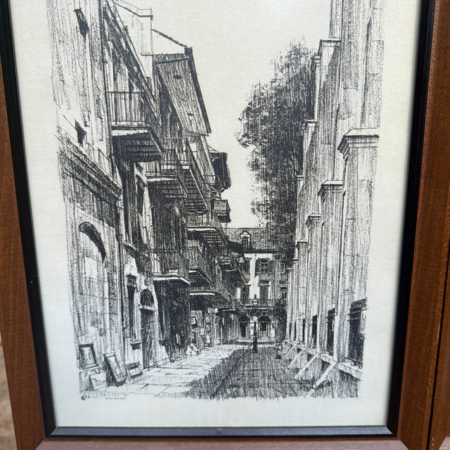 Mid-Century Modern Vintage Mid Century Modern 1960s Don Davey New Orleans French Quarter Framed Prints - Set of 3 For Sale - Image 3 of 5