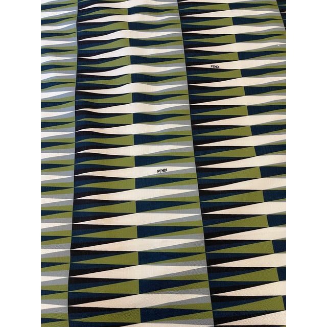 Italian 1980s Fendi Upholstery in Cream, Olive and Blue- Italian For Sale - Image 3 of 6
