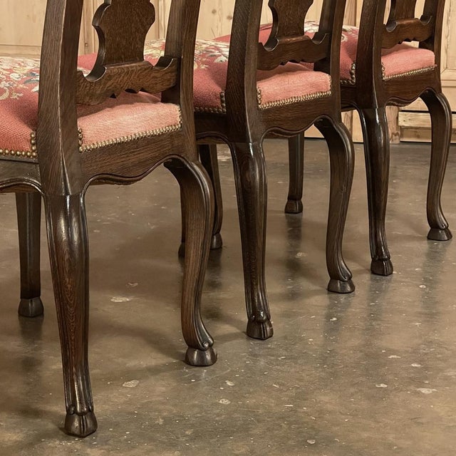 Set of 6 Antique Liegeoise Needlepoint Dining Chairs Includes 1 Armchair For Sale - Image 10 of 18