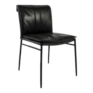 Bentley Black Leather Dining Chair For Sale