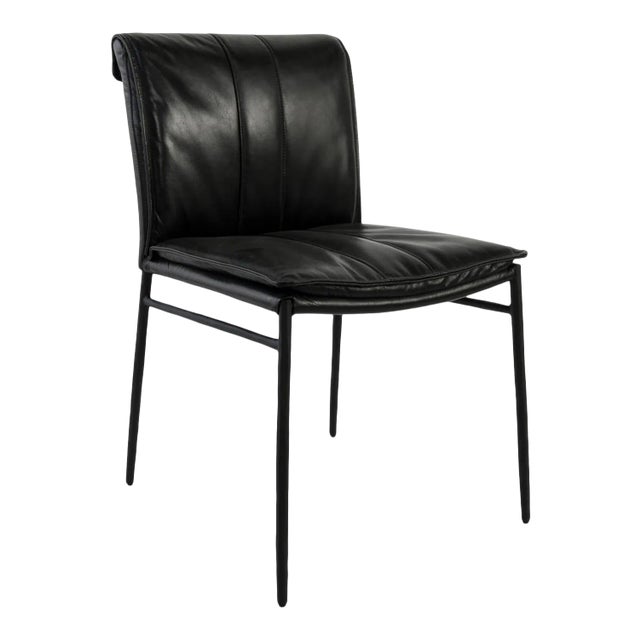 Bentley Black Leather Dining Chair For Sale