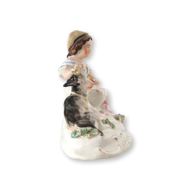 Antique Staffordshire Girl W/Goat, Circa 1850 For Sale - Image 4 of 6