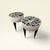 Pair of stools or poufs with a circular profile. Lacquered wood with original mid-century chrome steel detailing. Recently...