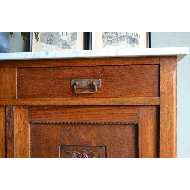 2000 - 2009 Art Deco Wardrobe in Oak with Marble Top For Sale - Image 5 of 12