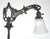 Victorian style floor lamp with a bridge style arm, made of wrought iron with a black finish and a clear and frosted glass...