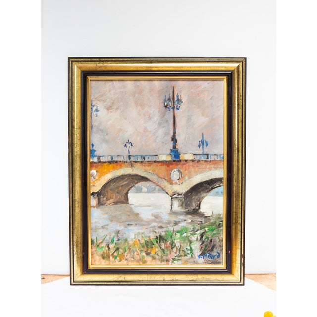 Christian Mitard, Landscape of Bordeaux, 1980s, Oil Painting on Canvas, Framed For Sale - Image 6 of 6
