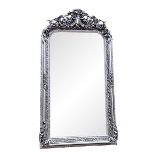 1970s French Louis XVI Silver Beech Wall Mirror For Sale